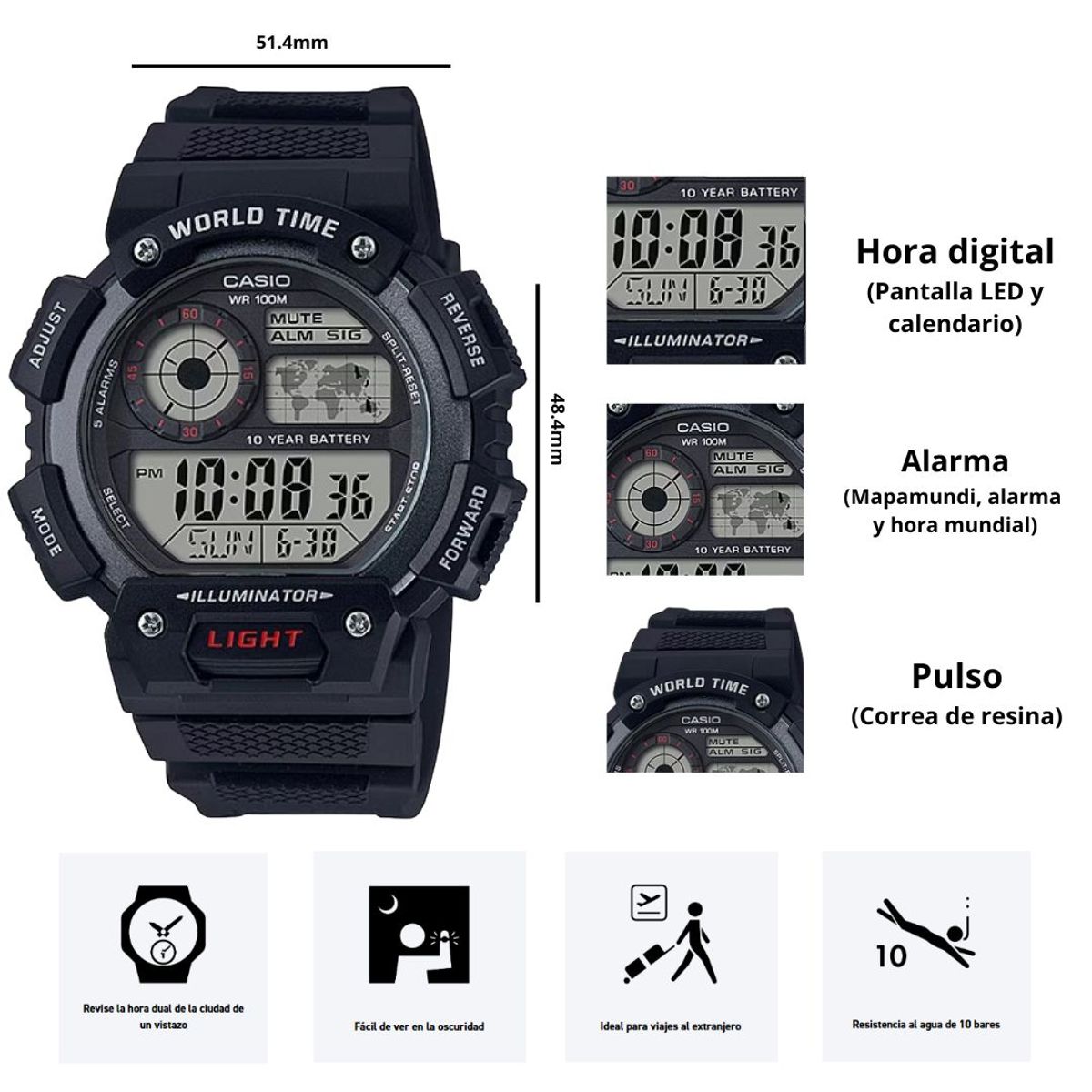 CASIO - Reloj Casio Referencia AE-1400WH-1A Diseño Deportivo