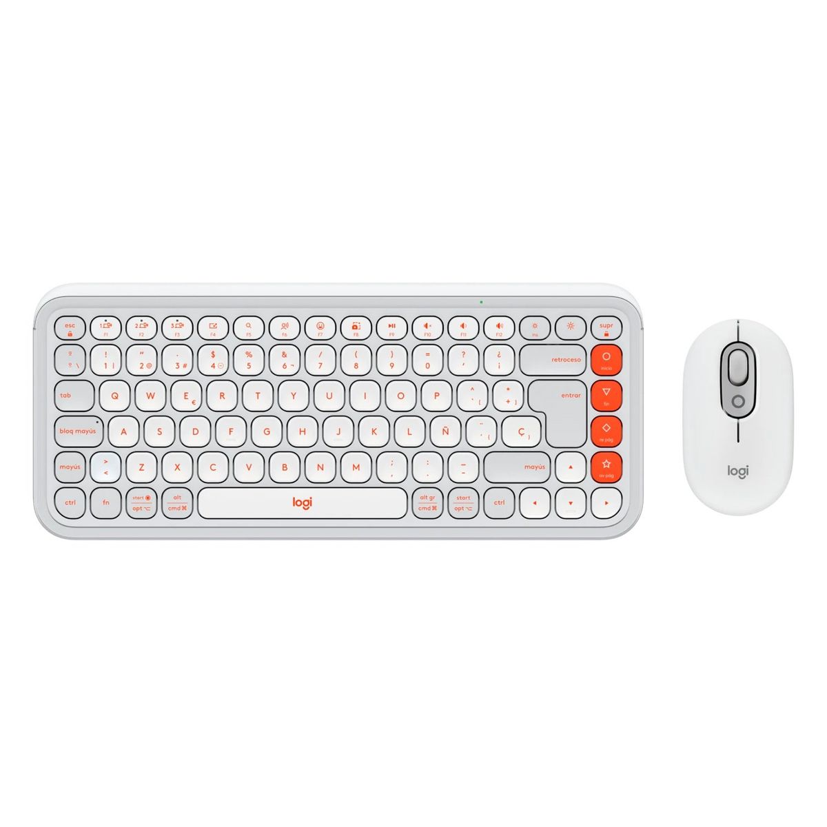 LOGITECH - Combo Teclado y Mouse Logitech Pop Icon Blanco y naranja