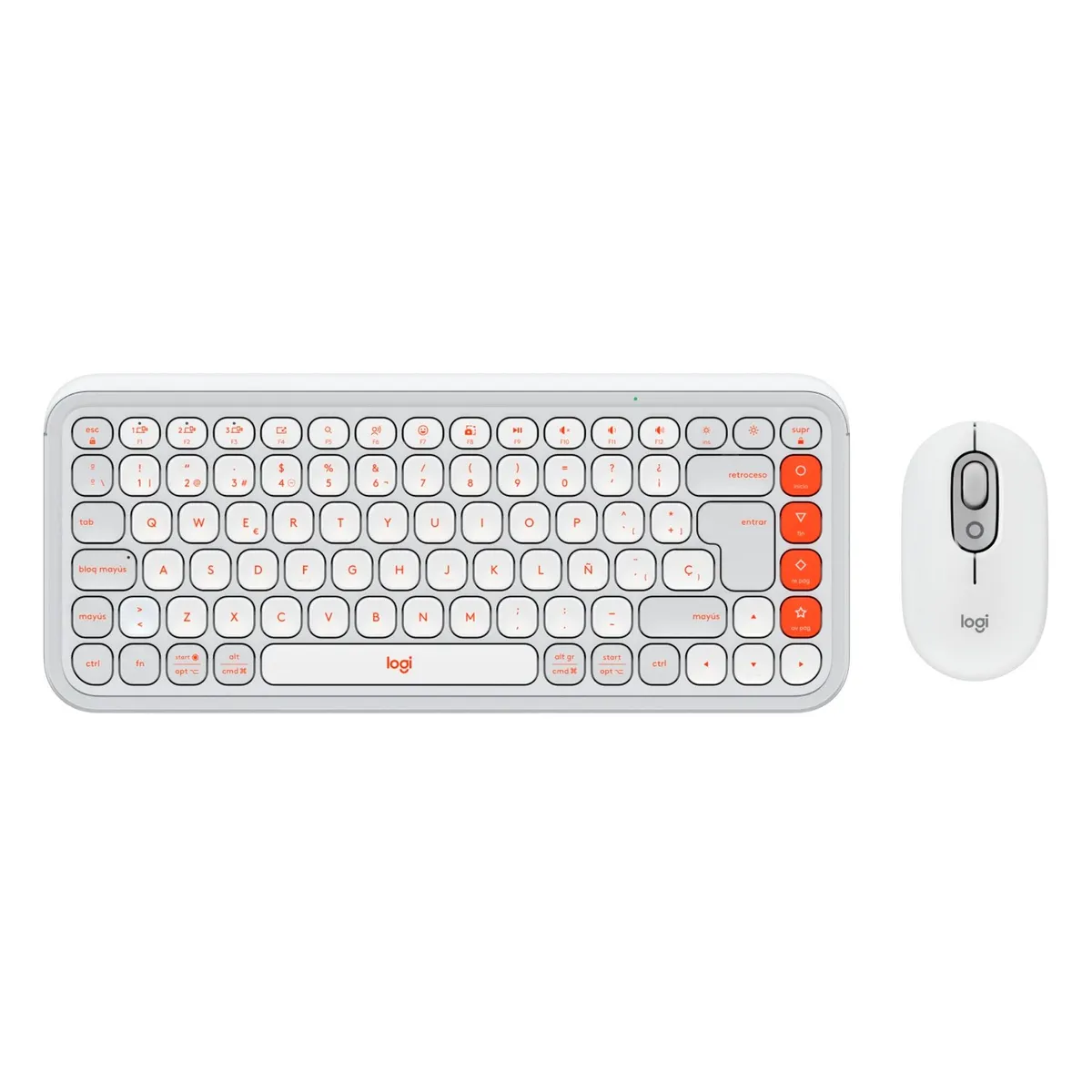 LOGITECH - Combo Teclado y Mouse Logitech Pop Icon Blanco y naranja