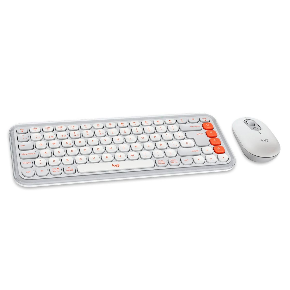LOGITECH - Combo Teclado y Mouse Logitech Pop Icon Blanco y naranja