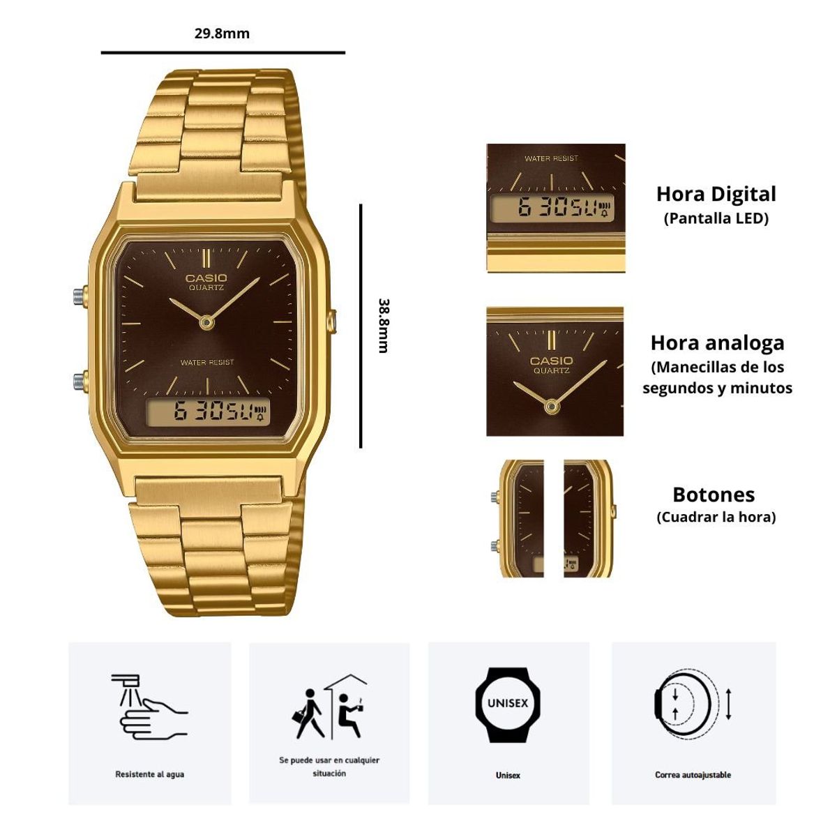 CASIO - Reloj Casio AQ-230GA-5A Diseño Vintage