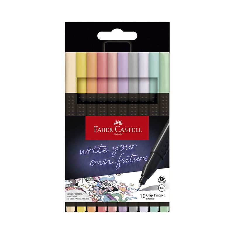 FABER CASTELL - Micropunta Grip Fine Pastel Caja X 10 Faber Castell