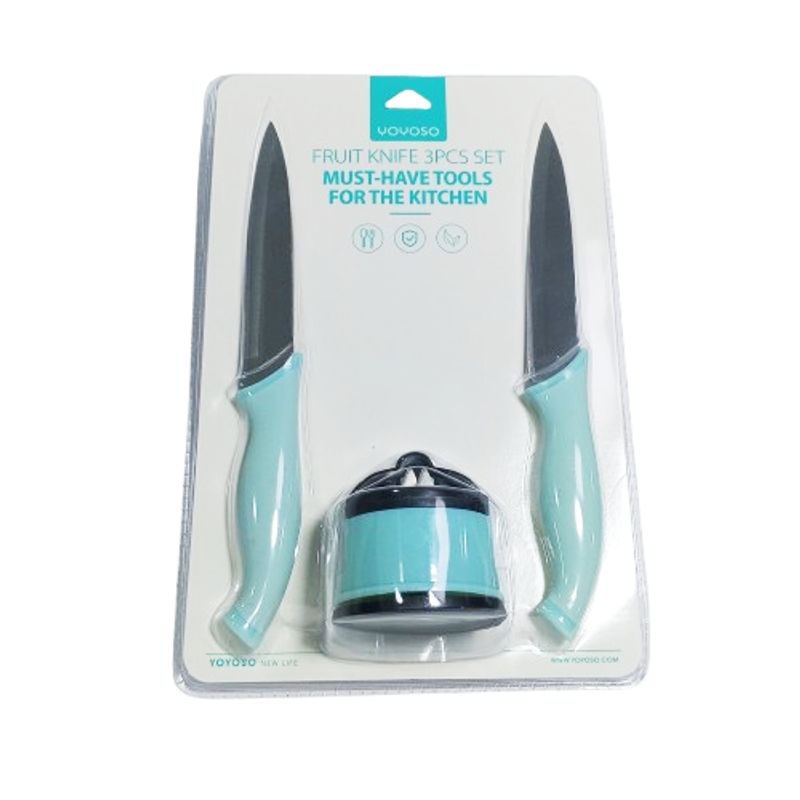 YOYOSO - SET DE CUCHILLO CON AFILADOR 3 PCS