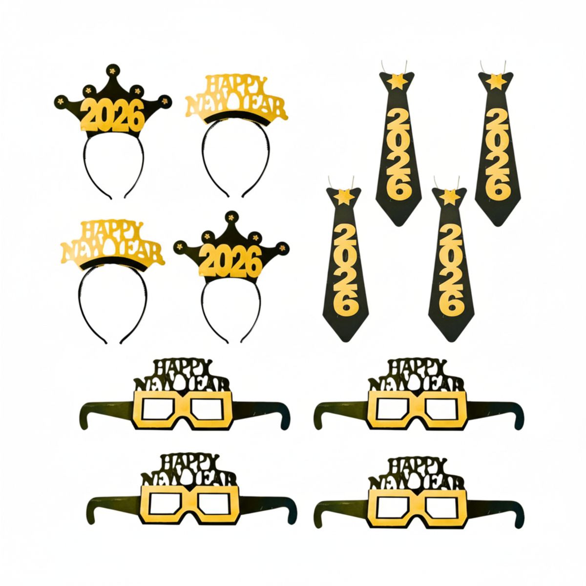 GENERICO - Kit Fiesta Feliz Año Nuevo x 12 Piezas