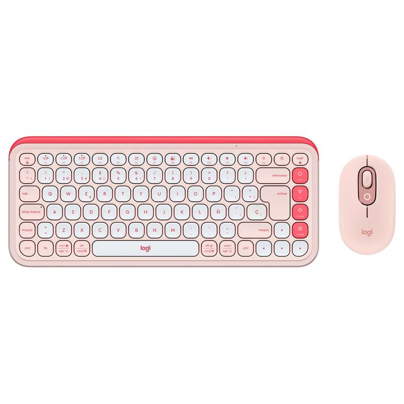 LOGITECH - Combo Teclado y Mouse Logitech Pop Icon Rosado y Blanco