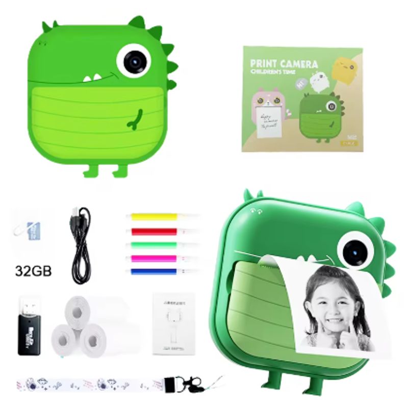 GENERICO - Cámara Instantánea Digital Selfie Para Niños Dinosaurio