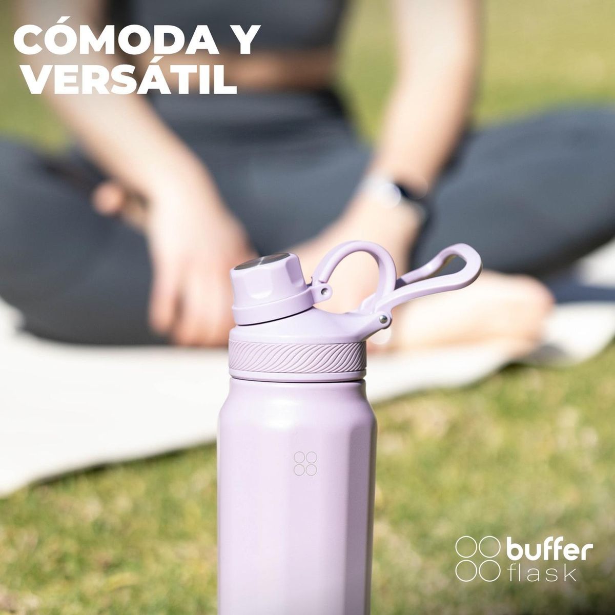 BUFFER FLASK - Termo Botella Termica Agua Acero Inox Buffer 1L + tapas - Lavanda