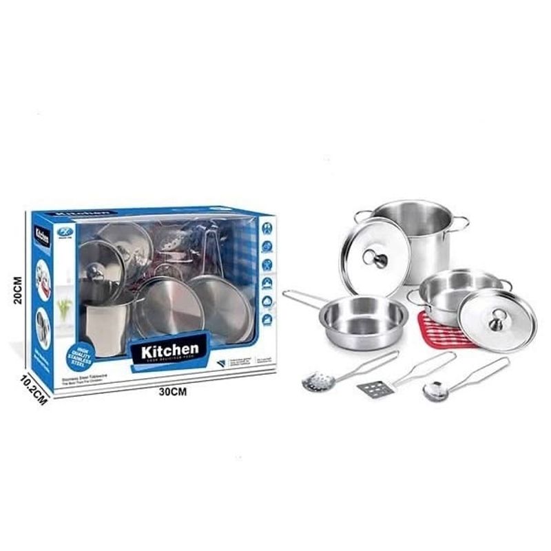 GENERICO - Set de Ollas En Acero Inoxidable Juguete Niñas Niños Cocina