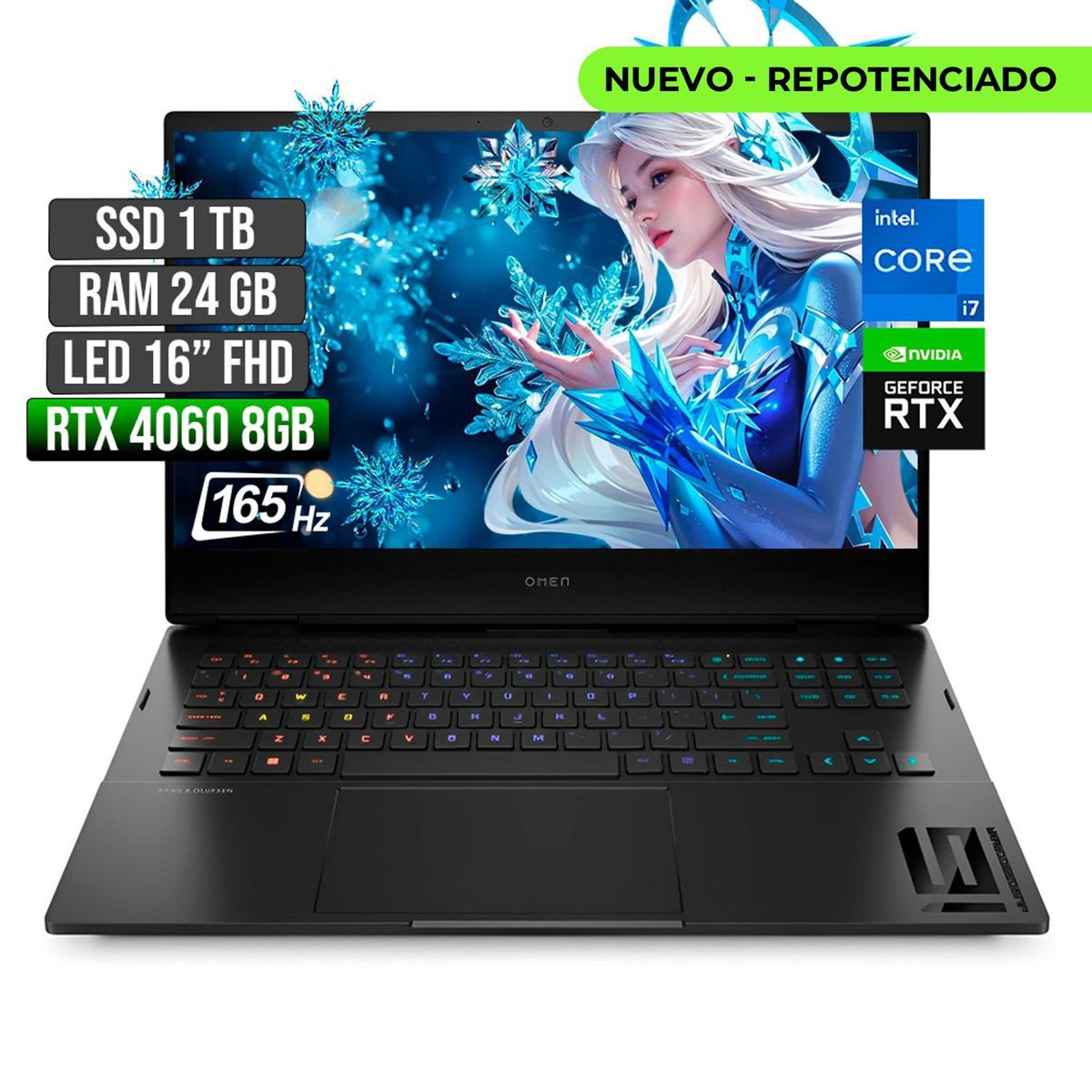 HP - HP Omen Intel Core I7 RTX 4060 24GB RAM 1TB SSD 16" FHD 165Hz