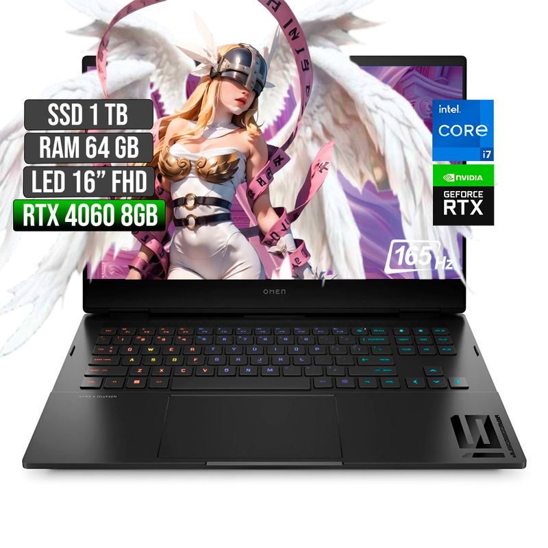 HP - Portátil Gamer HP Omen Intel I7 RTX 4060 64GB RAM 1TB SSD 16" FHD