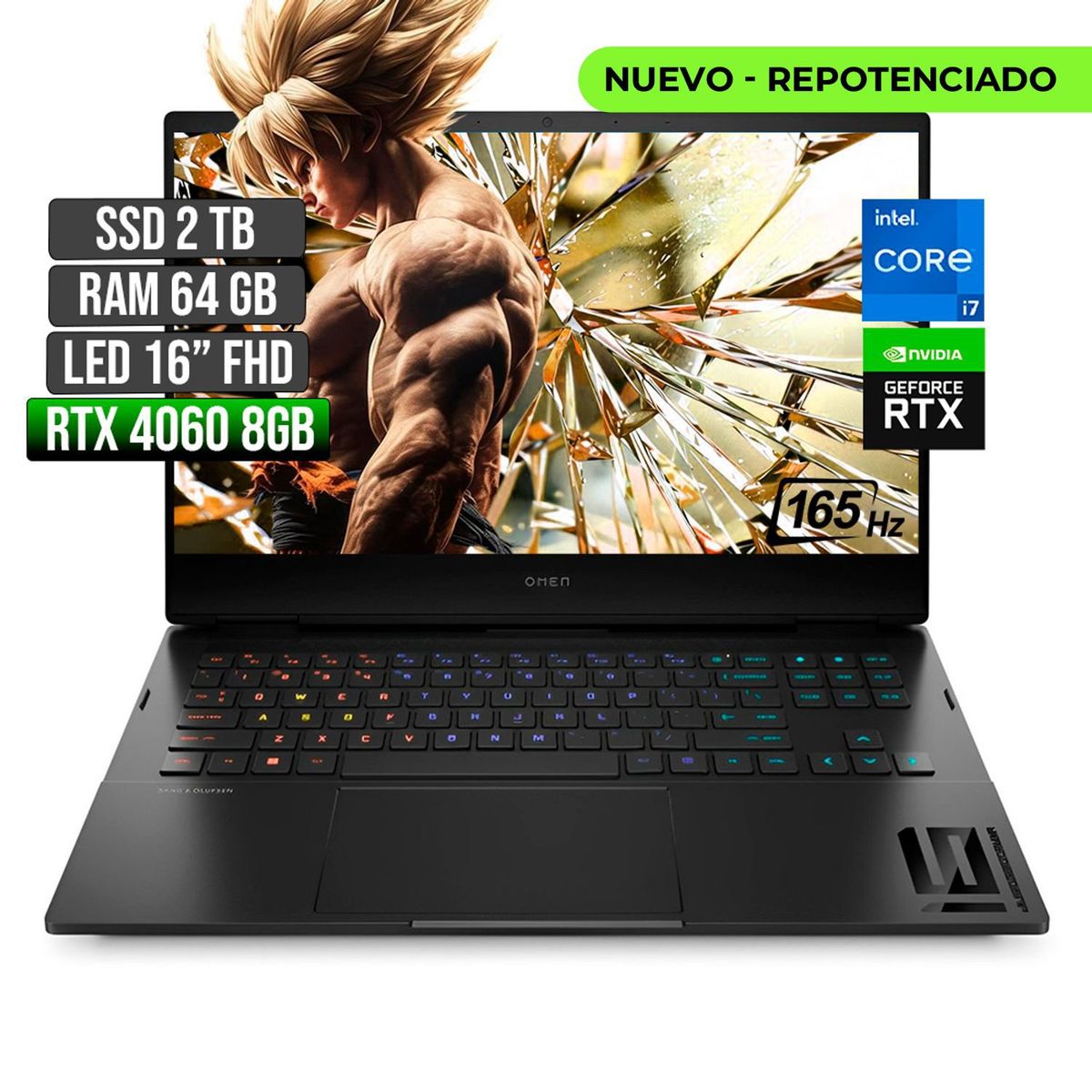 HP - Portátil Gamer HP Omen Intel I7 RTX 4060 64GB RAM 2TB SSD 16" FHD