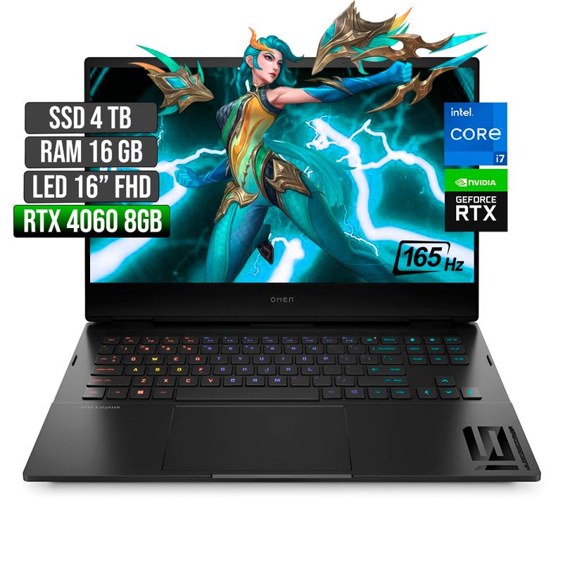 HP - HP OMEN INTEL CORE I7-13620H RTX 4060 8GB SSD 4TB RAM 16GB LED 16" FHD 165Hz