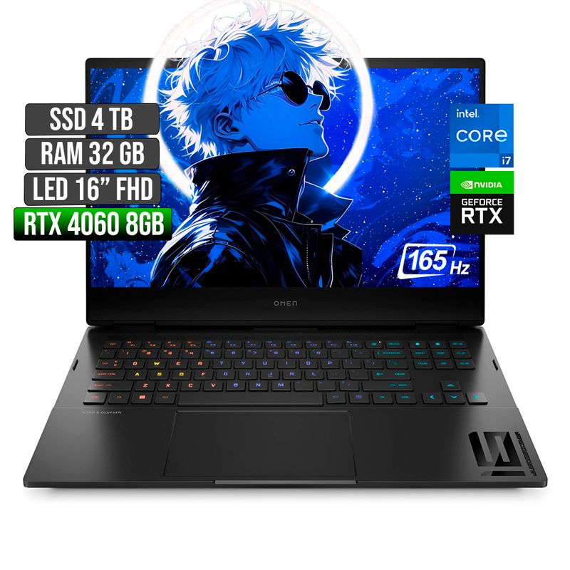 HP - HP OMEN INTEL CORE I7-13620H RTX 4060 8GB SSD 4TB RAM 32GB LED 16" FHD 165Hz