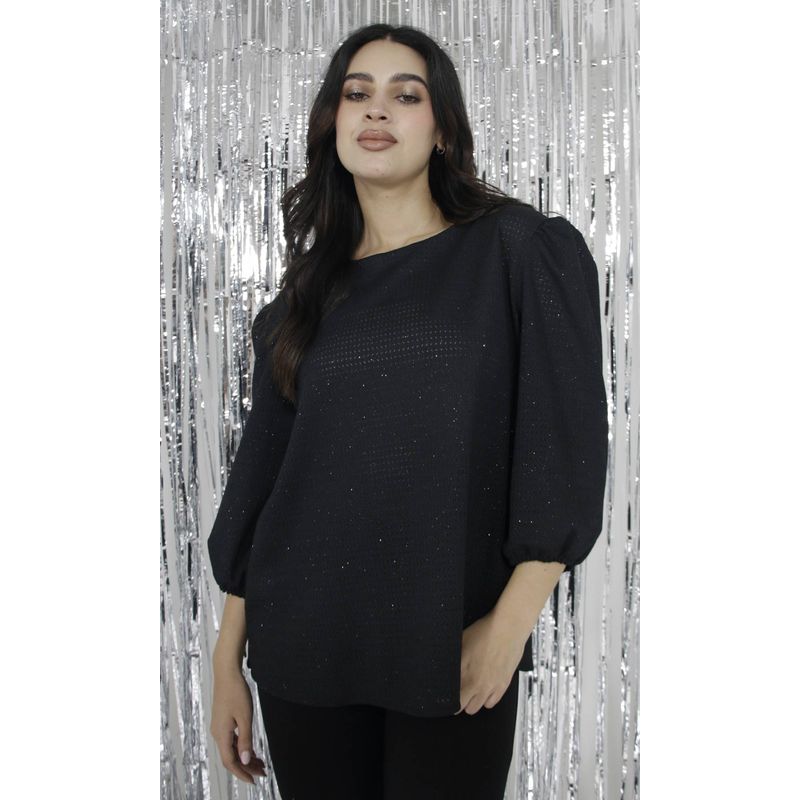 L Y H - Blusa Para Mujer Manga 34 Negro Marca L&H