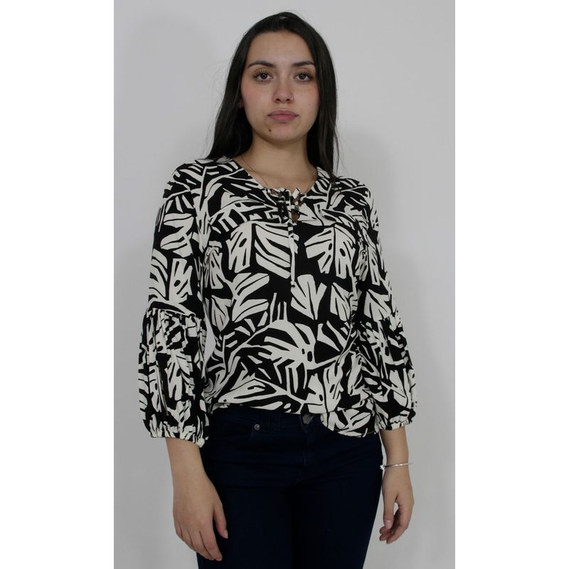L Y H - Blusa Para Mujer Manga 34 Negro Marca L&H