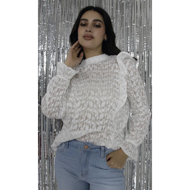 L Y H - Blusa Para Mujer Manga Larga Blanco Marca L&H
