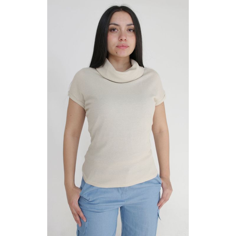 L Y H - Camiseta Para Mujer Manga Corta Beige Marca L&H