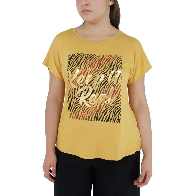 L Y H - Camiseta Para Mujer Manga Corta Amarillo Marca L&H