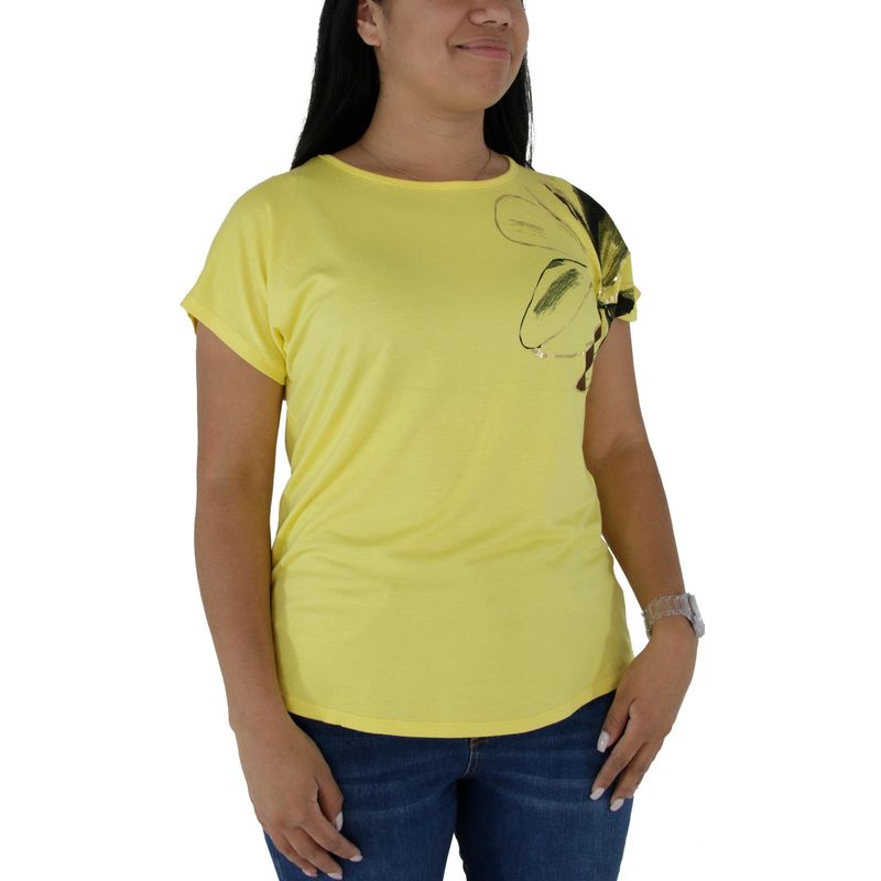 L Y H - Camiseta Para Mujer Manga Corta Amarillo Marca L&H