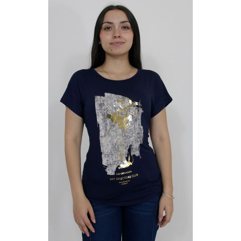 L Y H - Camiseta Para Mujer Manga Corta Azul Marca L&H