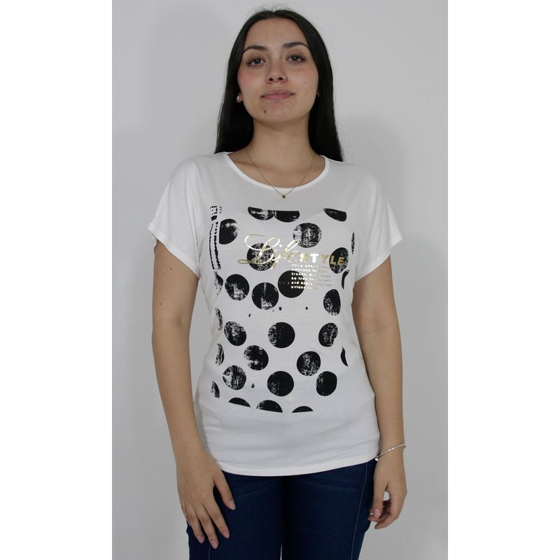 L Y H - Camiseta Para Mujer Manga Corta Blanco Marca L&H