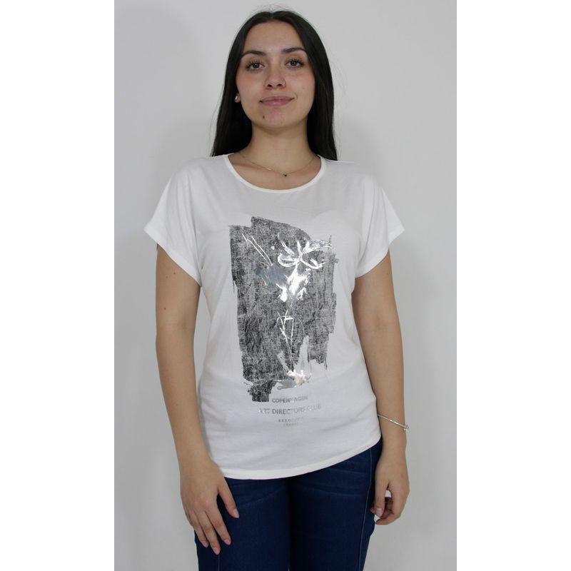 L Y H - Camiseta Para Mujer Manga Corta Blanco Marca L&H