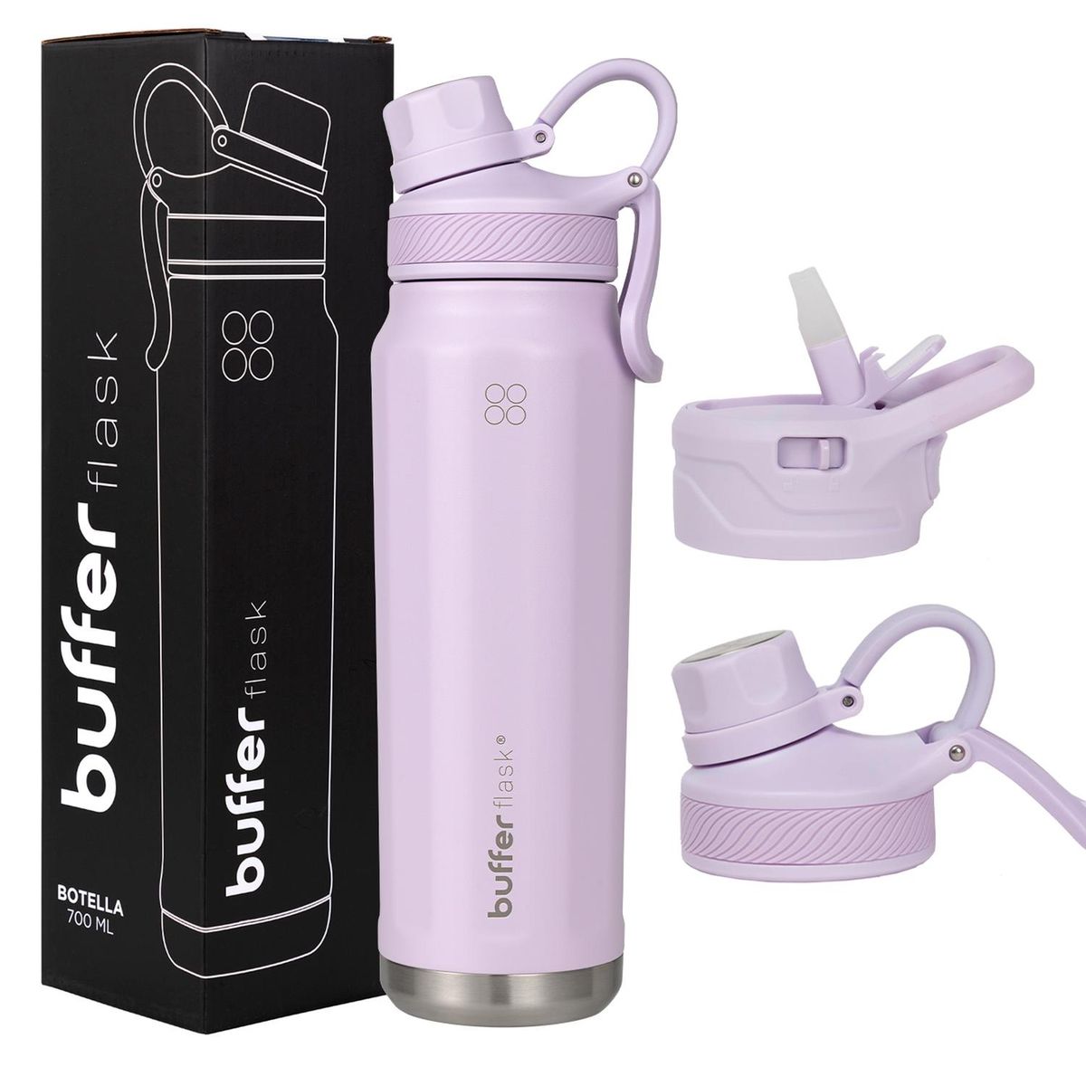 BUFFER FLASK - Termo Botella Agua Acero Inox Buffer+Tapas - Lavanda
