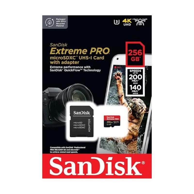 SANDISK - Micro SD 256GB SanDisk Extreme PRO U3 4K 200MBs