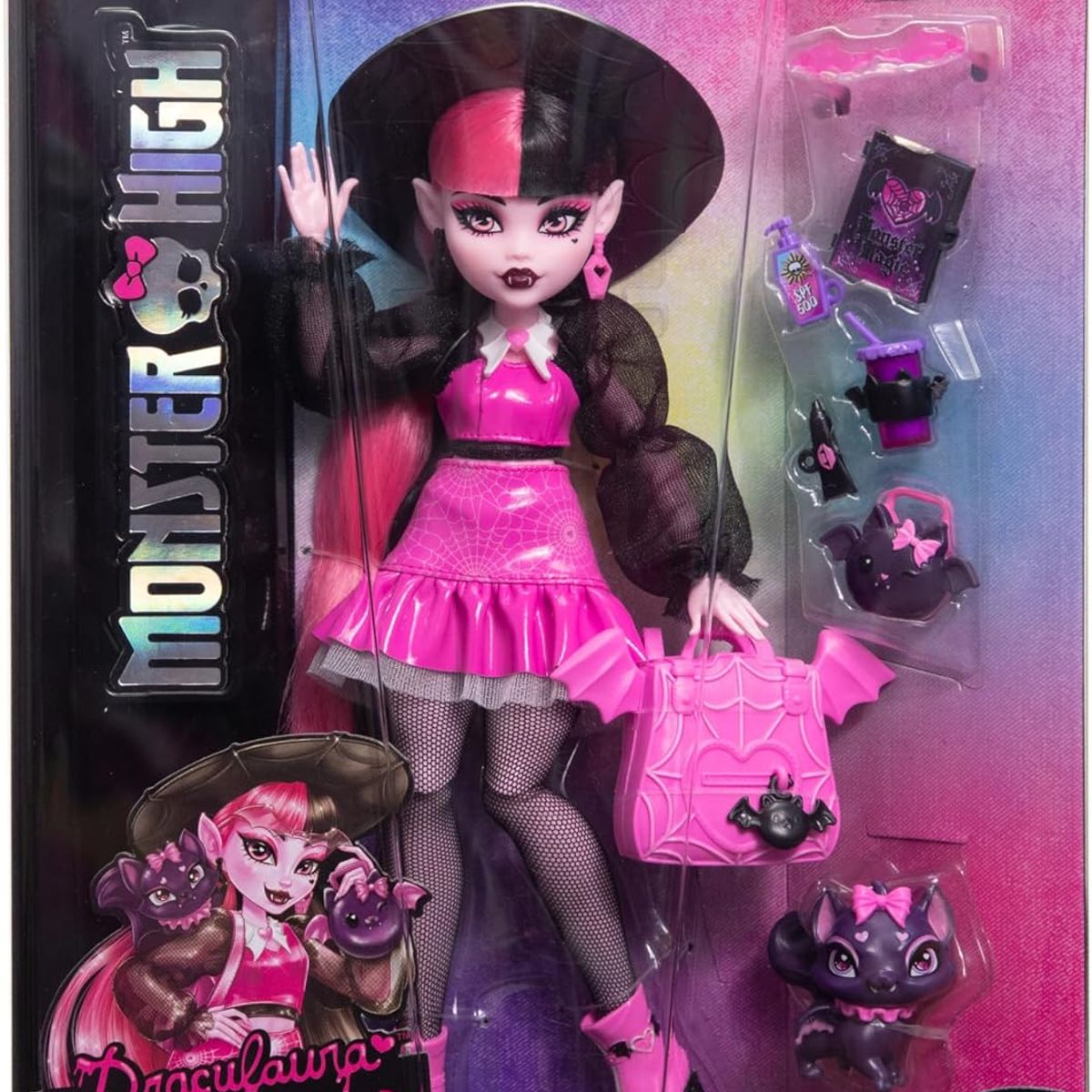 MONSTER HIGH - Muñeca Monster High Draculaura Con Bat-cat Mascota