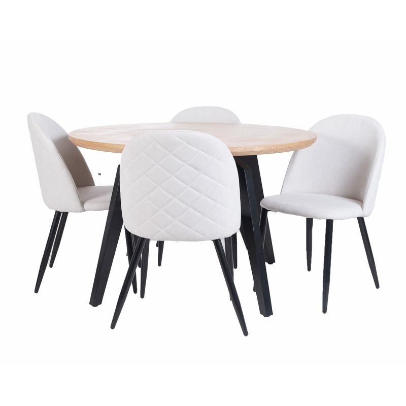 MUEBLES FIOTTI - Juego de comedor 4 Puestos Redondo Beige Fiotti Akiva