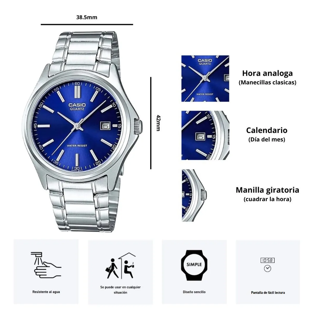 CASIO - Reloj Casio MTP-1183A-2A Diseño Elegante