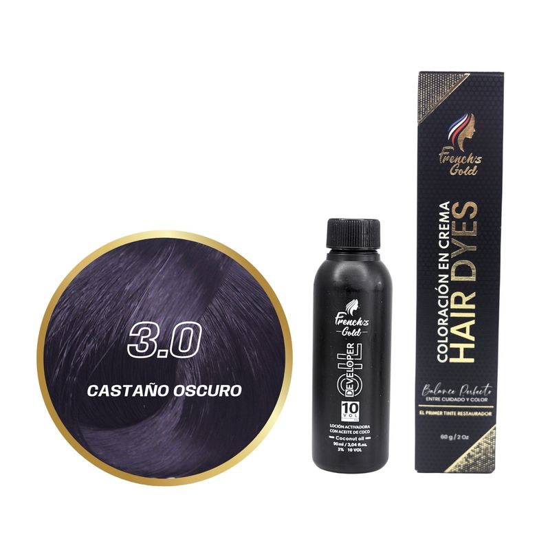 FRENCH GOLD - Tinte French's Gold Hair Dyes 3.0 Castaño Oscuro 60g