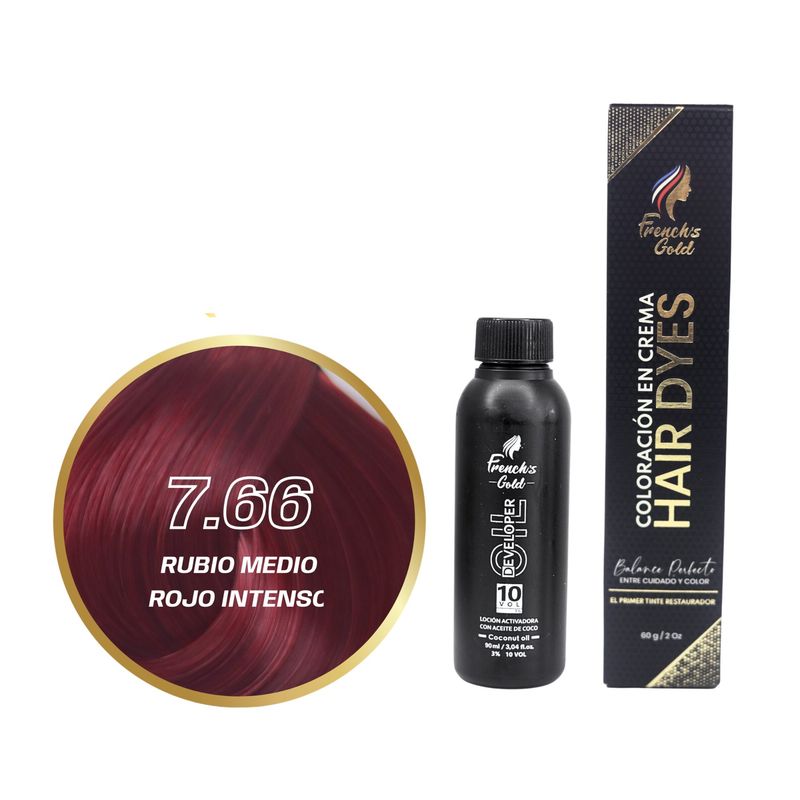 FRENCH GOLD - Tinte French's Gold Hair Dyes 7.66 Rubio Medio Rojo Intenso 60g