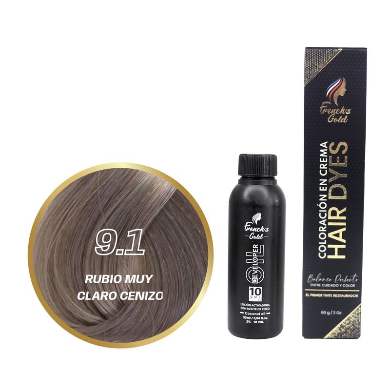FRENCH GOLD - Tinte French's Gold Hair Dyes 9.1 Rubio Muy Claro Cenizo 60g