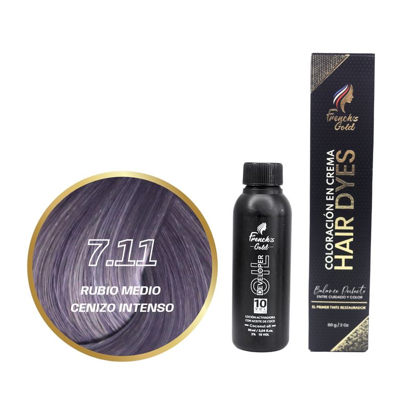 FRENCH GOLD - Tinte French's Gold Hair Dyes 7.11 Rubio Medio Cenizo Intenso 60g