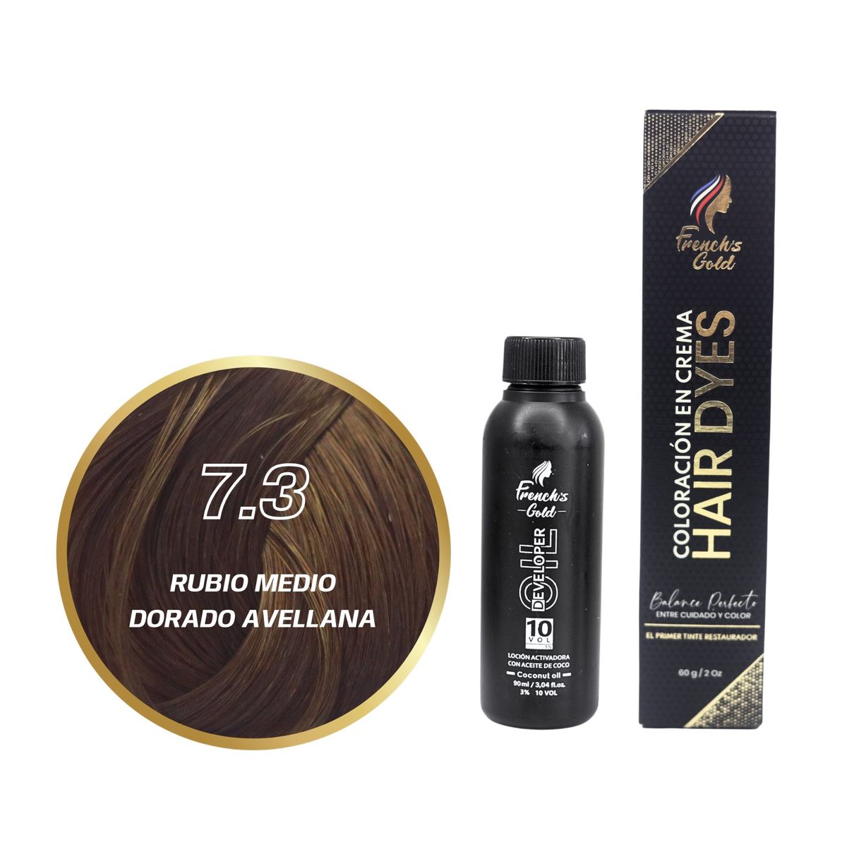 FRENCH GOLD - Tinte French's Gold Hair Dyes 7.3 Rubio Medio Dorado Avellana 60g