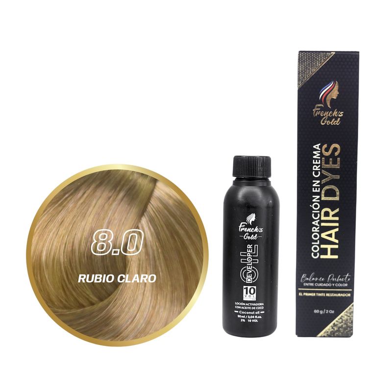FRENCH GOLD - Tinte French's Gold Hair Dyes 8.0 Rubio Claro 60g