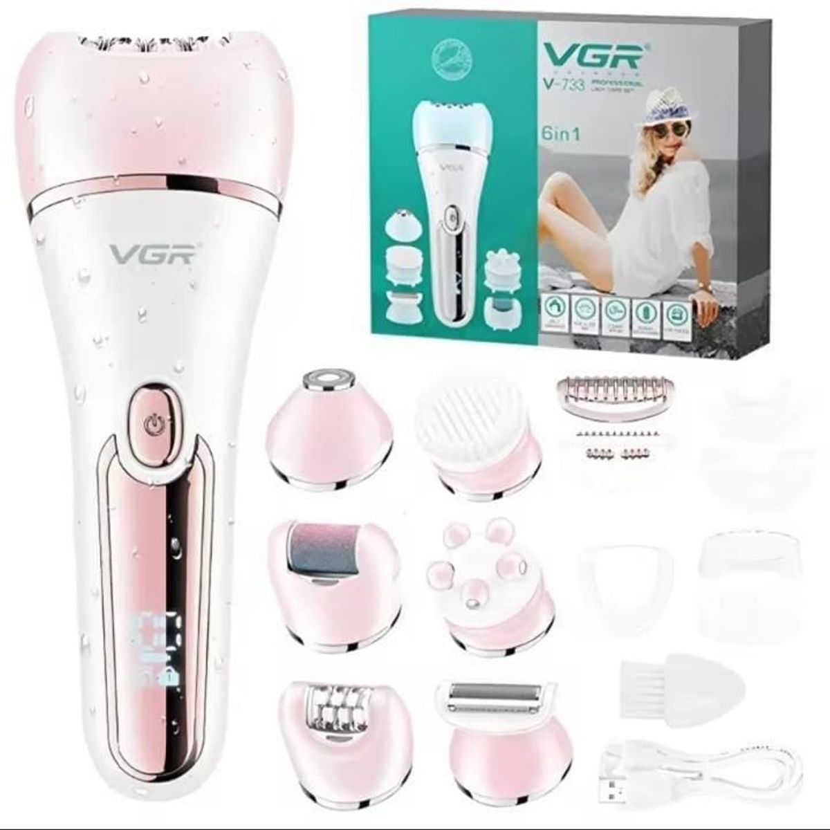 VGR - Depiladora Eléctrica Para Mujer 6 En 1