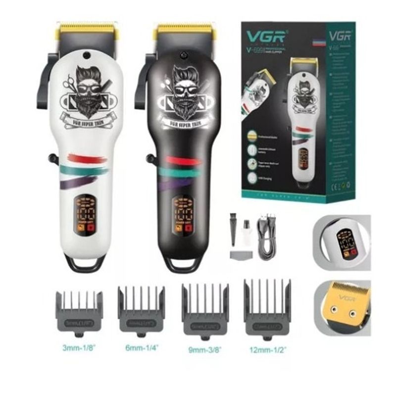 VGR - Cortadora de Pelo Profesional Recargable con Pantalla LED-VGR