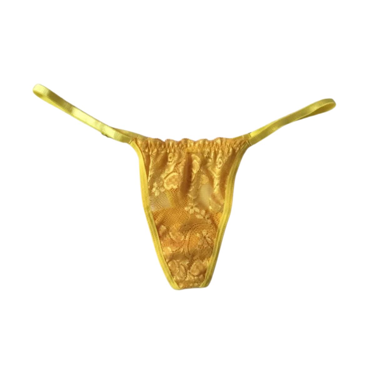 GENERICO - Tanga hilo en encaje femenina panty amarilla suerte