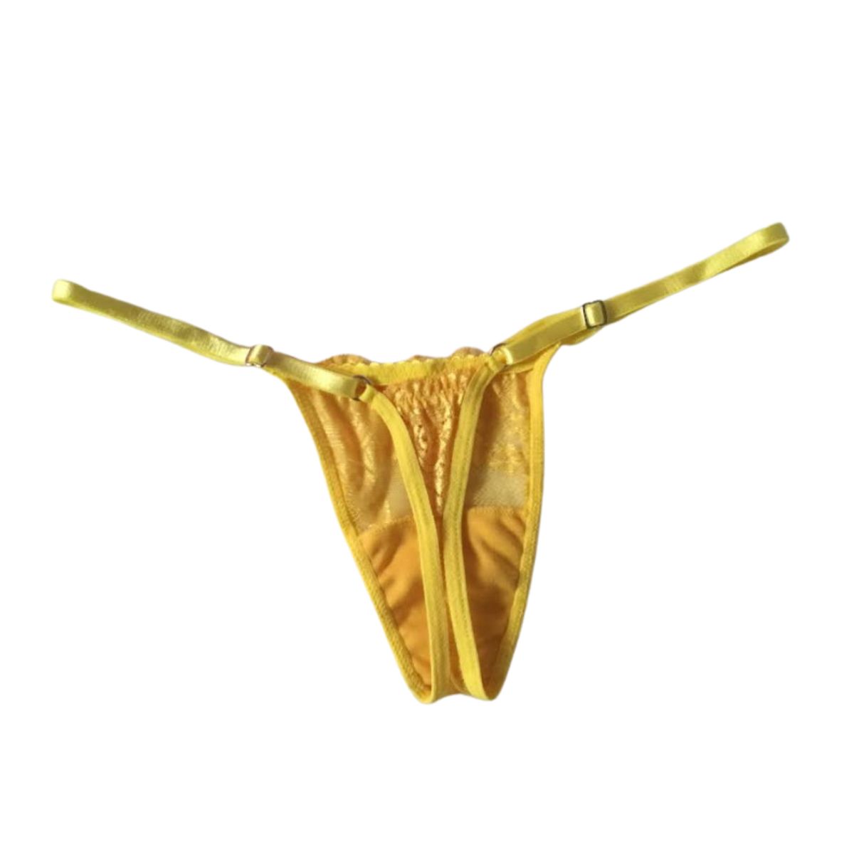 GENERICO - Tanga hilo en encaje femenina panty amarilla brillo 2 unid