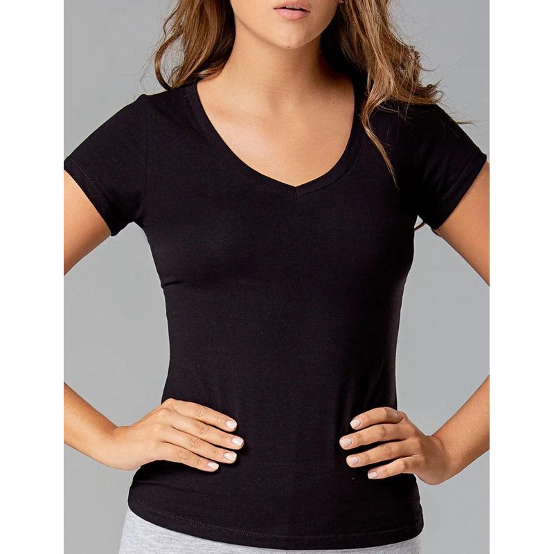 DIANE & GEORDI - Camiseta cuello V (4303) - Negro