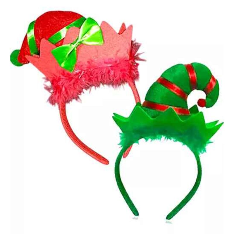 GENERICO - Set X2 Diademas Tiaras Gorro De Duende Navidad Colores Elfo