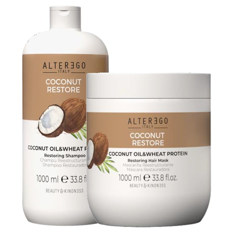 ALTER EGO - Duo Restauracion de Coco Shampoo y Mascarilla Litro - Linea Clasica
