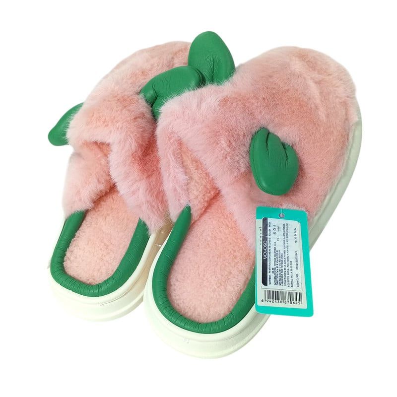 YOYOSO - PANTUFLAS CON OREJAS DE CONEJO - ROSADA - TALLA 40-41