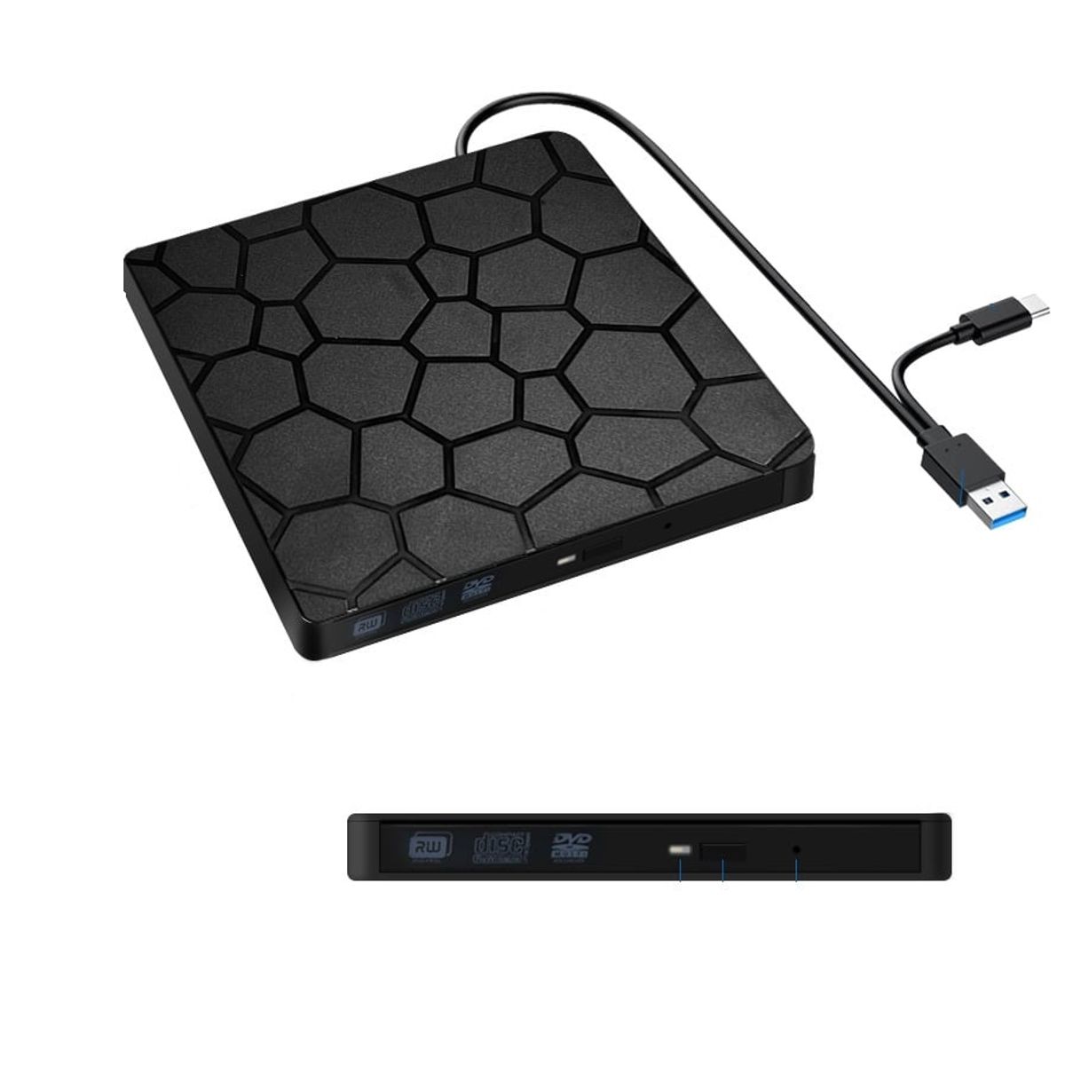 GENERICO - Unidad Externa Usb 3,0 Tipo C Alta Velocidad Quemador Cd Dvd