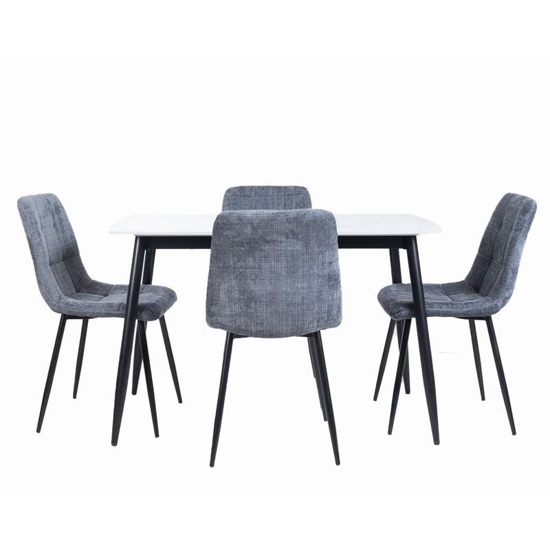 MUEBLES FIOTTI - Juego de comedor 4 puestos en piedra sinterizada Gris oscuro Adam
