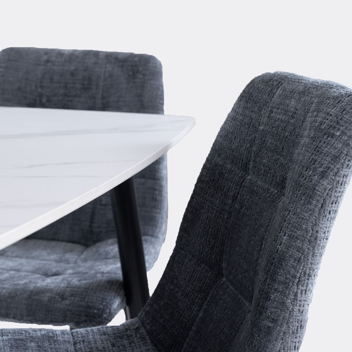 MUEBLES FIOTTI - Juego de comedor 4 puestos piedra sinterizada Gris oscuro