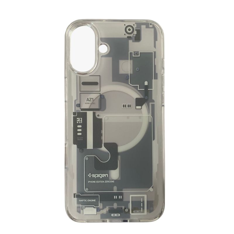 SPIGEN - Estuche Spigen Ultra Hybrid iPhone 16 - Clear White + Vidrio