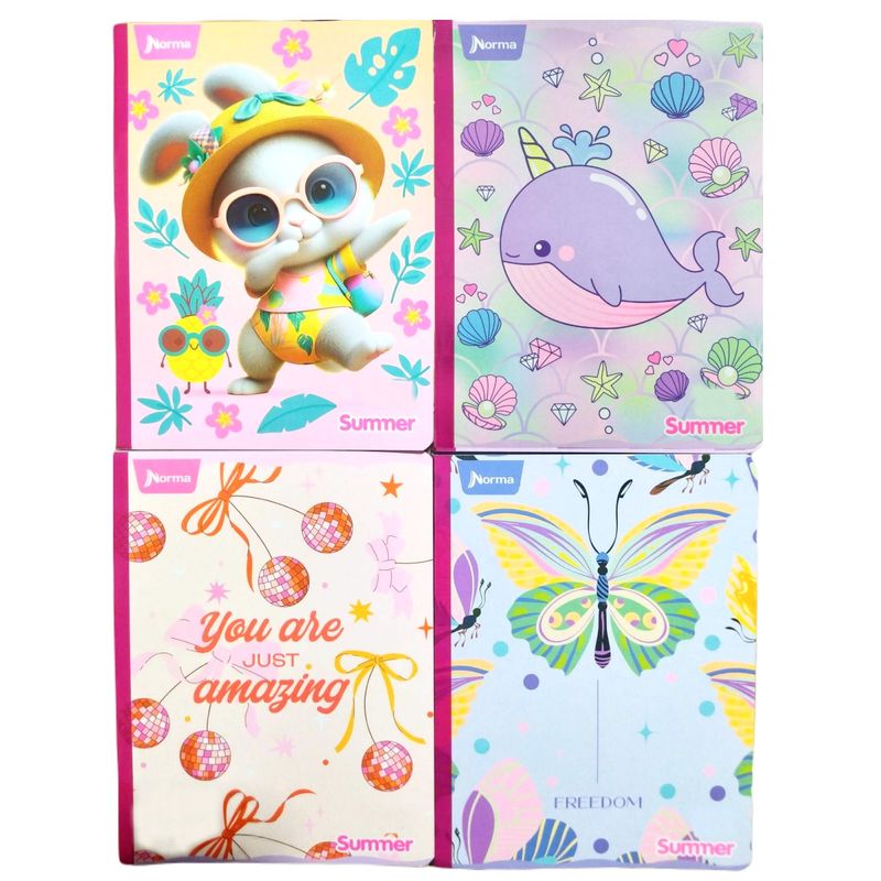 NORMA - Cuaderno Rayado Niña 100 Hojas x 6 Unds Summer Norma